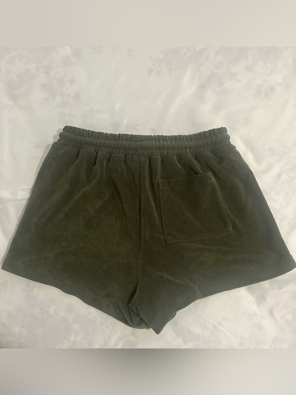 Pam & Gela Olive Green Matching Set Terry Cloth Jacket and Shorts Size Small - Picture 5 of 11